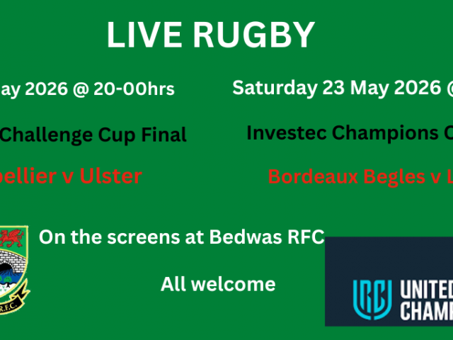 Live televised rugby this weekend.